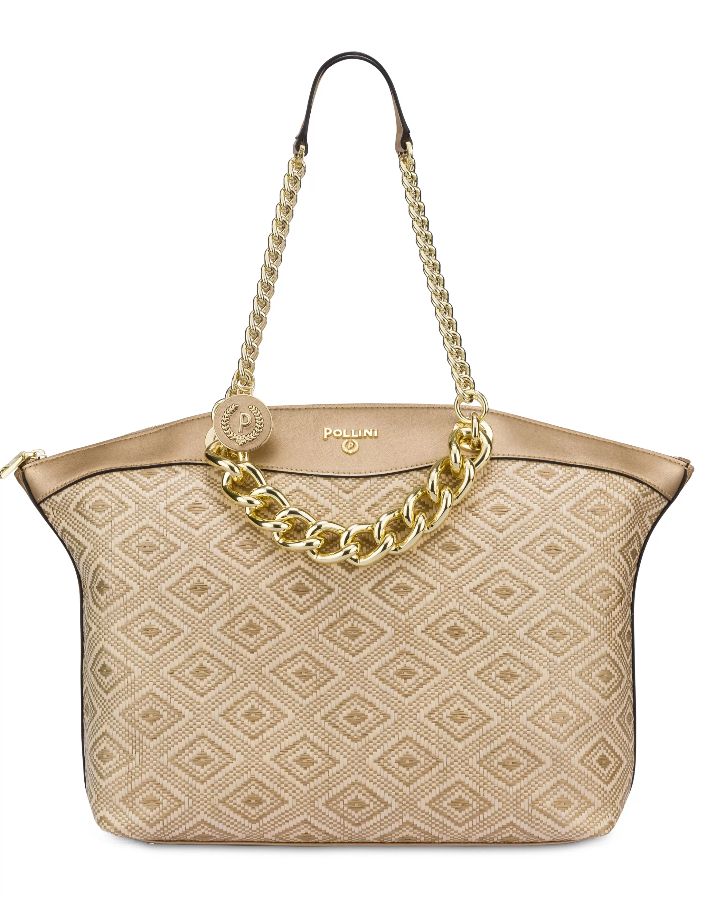 Outlet POLLINI Shopping Bag Avorio/Oro