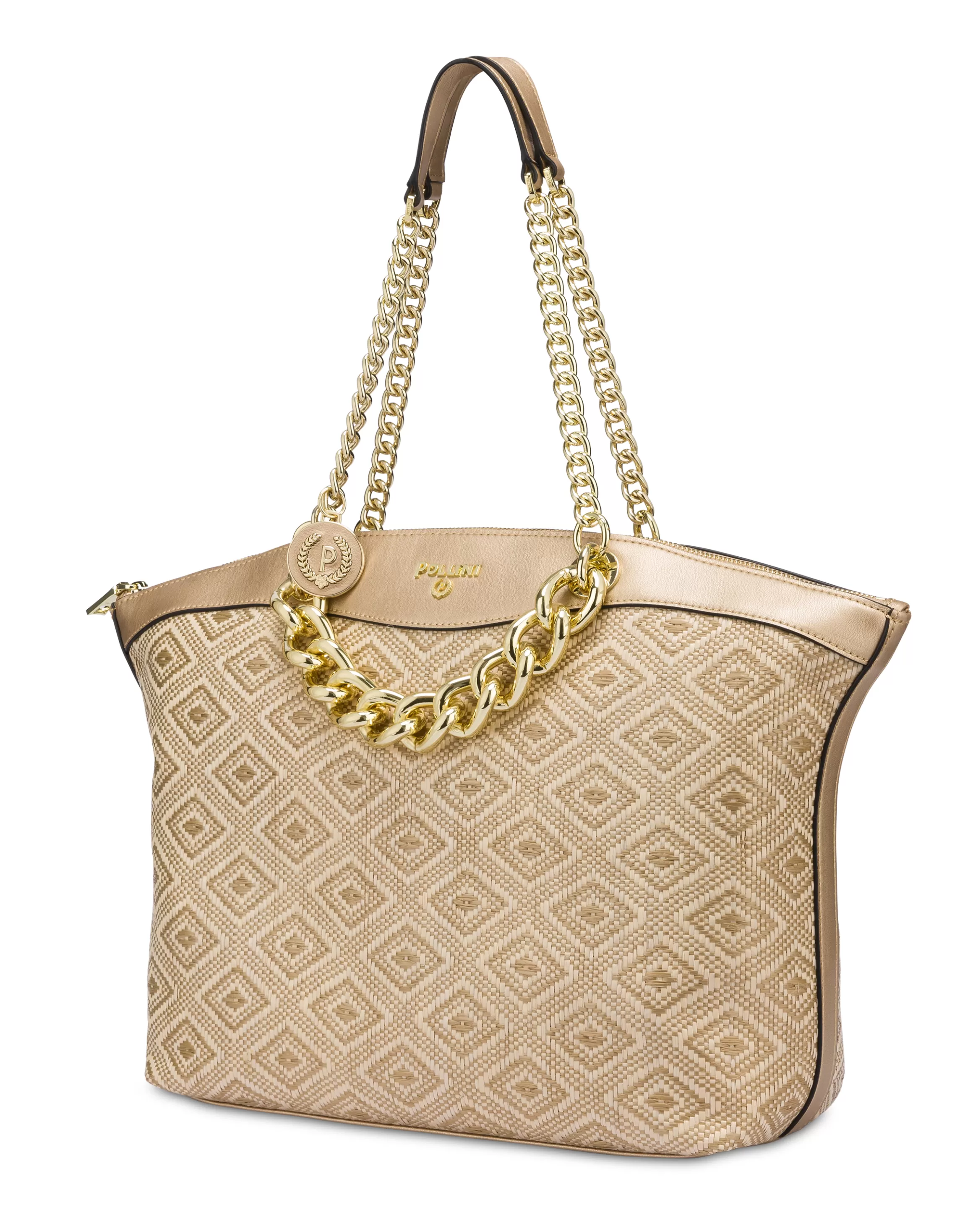 Outlet POLLINI Shopping Bag Avorio/Oro